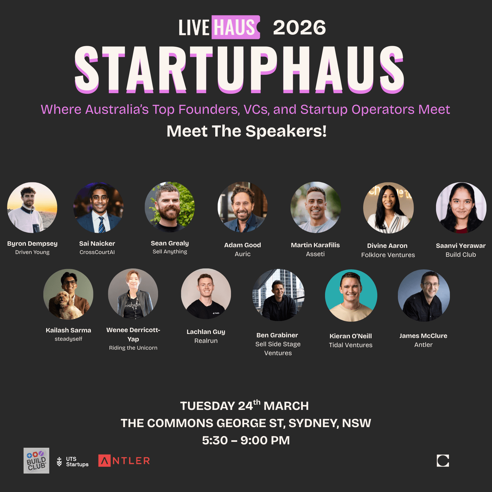 StartupHaus Sydney · March 2026: Where Australia’s Top Founders, VCs & Startup Operators Meet